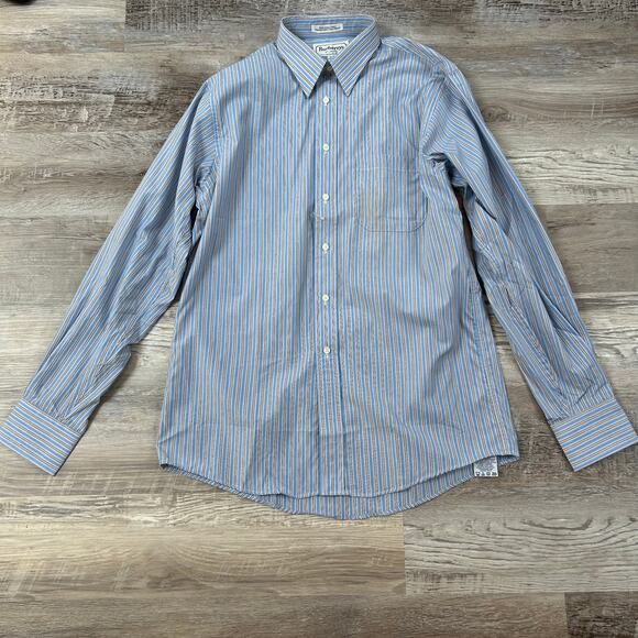 NWT Burberrys of London Dress Shirt Blue Stripe 15.5 35 Made in USA Vintage - Picture 1 of 9